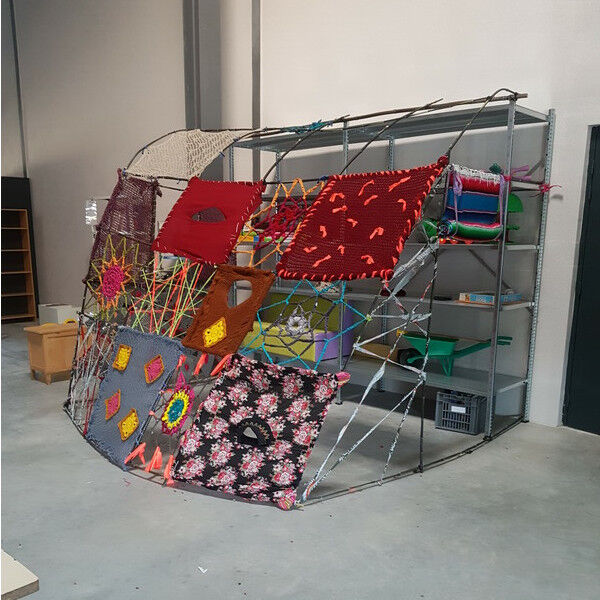 teambulding,art textile, crochet, oeuvre participative, recup Art, reemploi, upcycling, oeuvre collective